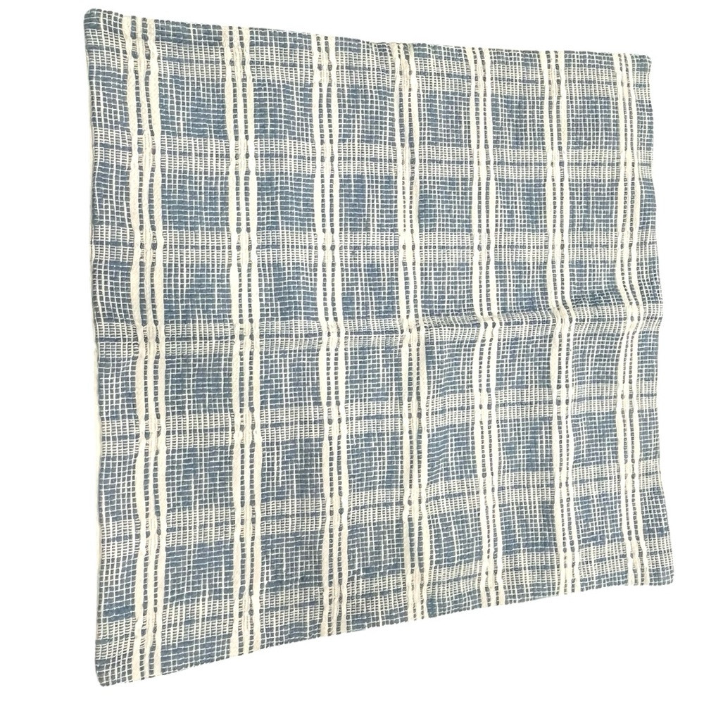 Accent Pillow Cover Blue/Cream Plaid Textured Woven Classic Boho Zoo back 18x18”